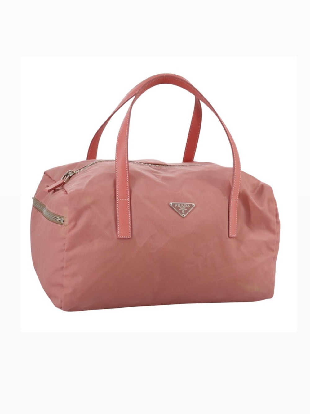 Vintage Prada Boston Rose Pink Nylon Travel Duffel Bag
